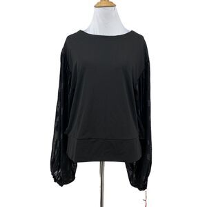 Parker & Quinn Blouse Womens L Large Black Butterfly Polka Dot Long Sleeves